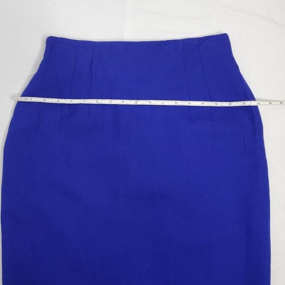 VINTAGE 90s royal blue skirt elastic waist knee length pencil M - Picture 11 of 12